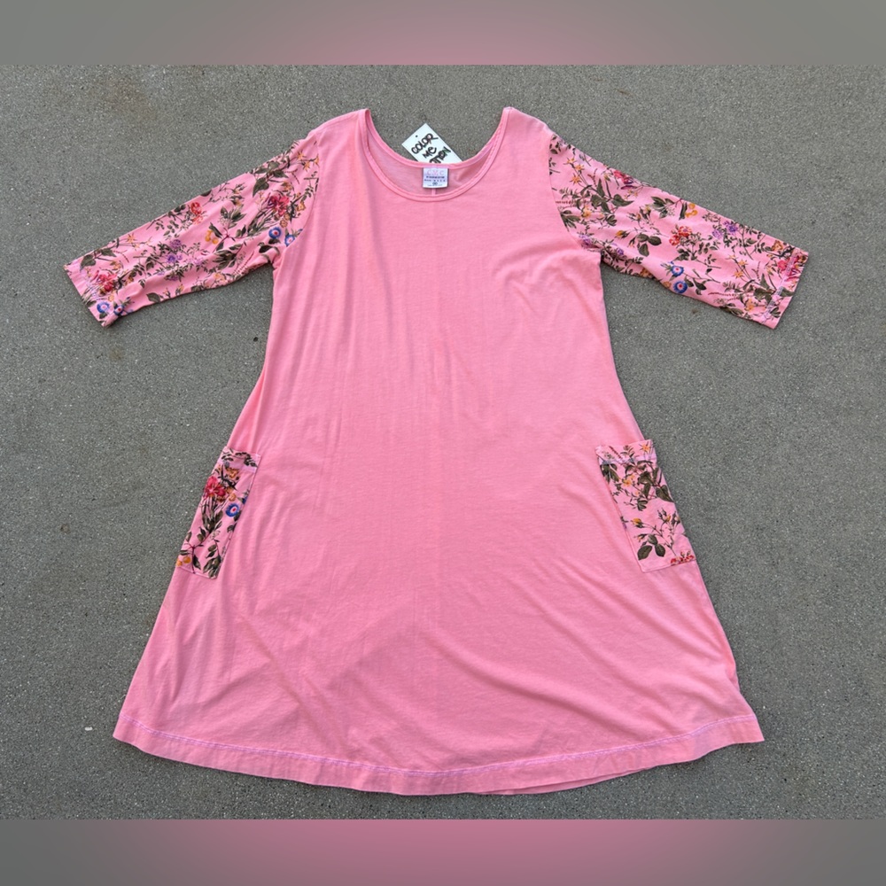 CMC Floral Pink Dress Women Size Medium NWT 100% Cotton